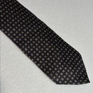 Pierre Cardin Black and Gray Geometric Silk Tie made in USA 58 x 4